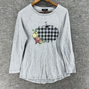 New Modern T-Shirt Women M Medium Gray Long Sleeve Crew Neck Pullover Rayon